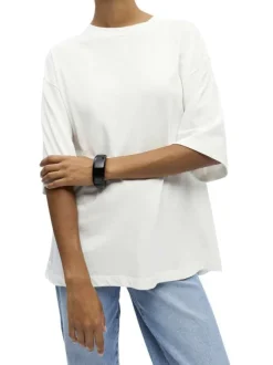 T-shirt en coton biologique blanc uni pourvu d'une coupe oversize