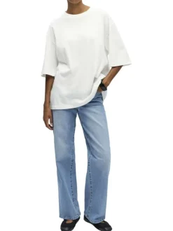 T-shirt en coton biologique blanc uni pourvu d'une coupe oversize