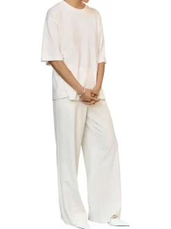 T-shirt en coton biologique blanc uni pourvu d'une coupe oversize