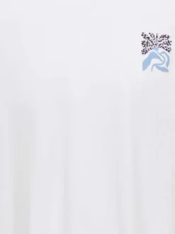 T-shirt en coton biologique blanc uni pourvu d'un imprimé fleur