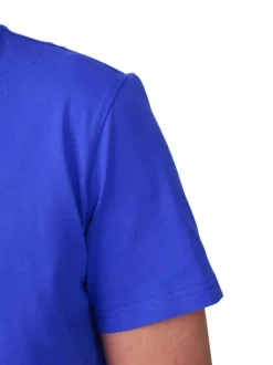 T-shirt en coton biologique bleu uni avec une coupe droite et un col rond