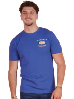 T-shirt en coton biologique bleu uni pourvu d'une coupe droite