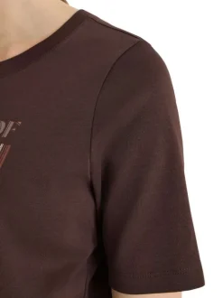 T-shirt en coton biologique chocolat uni pourvu d'un col rond