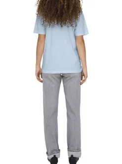 T-shirt en coton biologique ciel uni pourvu d'une coupe droite