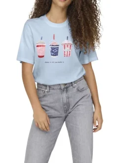 T-shirt en coton biologique ciel uni pourvu d'une coupe droite