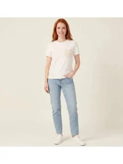 T-shirt en coton biologique écru uni avec des manches courtes