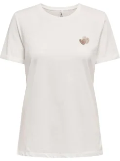 T-shirt en coton biologique écru uni avec un col rond à coupe droite