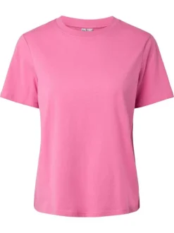 T-shirt en coton biologique fuchsia uni avec une coupe droite