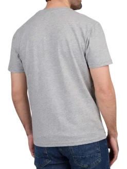 T-shirt en coton biologique gris uni avec un col rond et une coupe droite