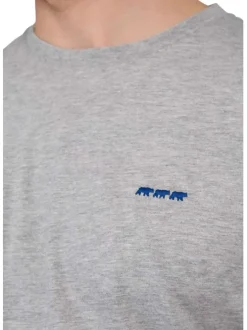 T-shirt en coton biologique gris uni avec un col rond et une coupe droite