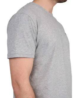 T-shirt en coton biologique gris uni avec un col rond et une coupe droite