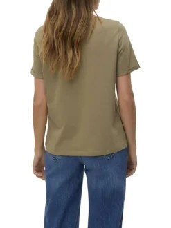 T-shirt en coton biologique kaki avec inscription 