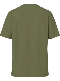 T-shirt en coton biologique kaki uni avec une coupe droite