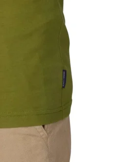T-shirt en coton biologique kaki uni avec une coupe droite et un col rond