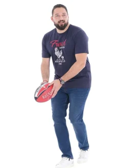 T-shirt en coton biologique marine avec un imprimé et une coupe droite