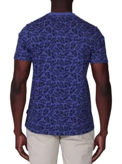 T-shirt en coton biologique marine à coupe droite pourvu d'un col rond