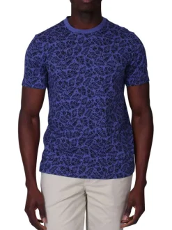 T-shirt en coton biologique marine à coupe droite pourvu d'un col rond