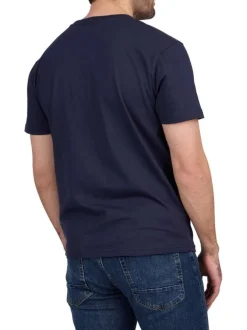 T-shirt en coton biologique marine uni avec logo iconique à l'avant