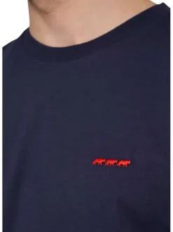 T-shirt en coton biologique marine uni avec logo iconique à l'avant