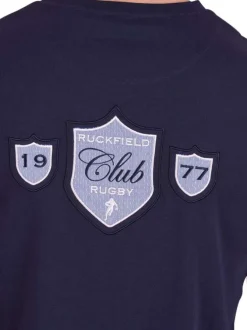 T-shirt en coton biologique marine uni avec une coupe droite et un col rond