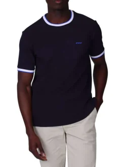 T-shirt en coton biologique marine uni coupe droite col rond