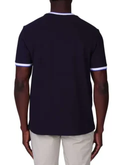 T-shirt en coton biologique marine uni coupe droite col rond