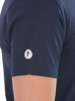 T-shirt en coton biologique marine uni pourvu d'un col rond