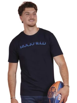 T-shirt en coton biologique marine uni pourvu d'une coupe droite