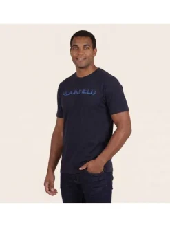 T-shirt en coton biologique marine uni pourvu d'une coupe droite