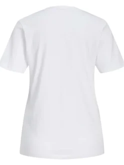 T-shirt en coton biologique mélangé blanc uni avec col rond et coupe regular fit