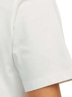 T-shirt en coton biologique mélangé blanc uni à coupe droite et col rond