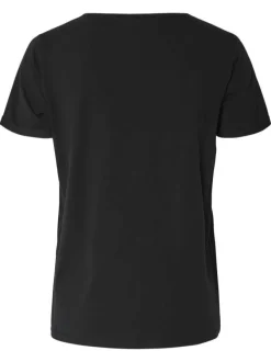 T-shirt en coton biologique noir avec un col v et des manches courtes