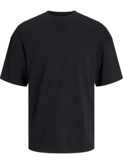 T-shirt en coton biologique noir à coupe droite et de manches courtes