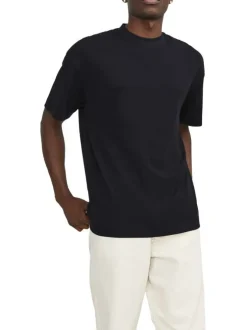 T-shirt en coton biologique noir à coupe droite et de manches courtes