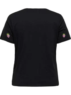 T-shirt en coton biologique noir uni avec une coupe ajustée et un col rond