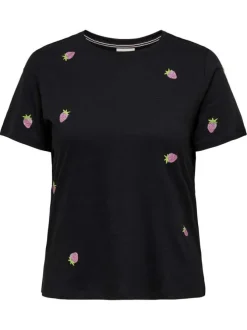 T-shirt en coton biologique noir uni avec une coupe ajustée et un col rond