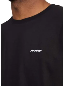 T-shirt en coton biologique noir uni avec une coupe droite et un col rond