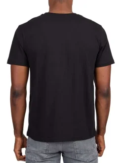 T-shirt en coton biologique noir uni avec une coupe droite et un col rond
