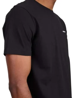 T-shirt en coton biologique noir uni avec une coupe droite et un col rond