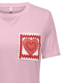 T-shirt en coton biologique rose uni avec des manches courtes