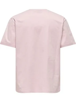 T-shirt en coton biologique rose uni avec une coupe droite et un col rond