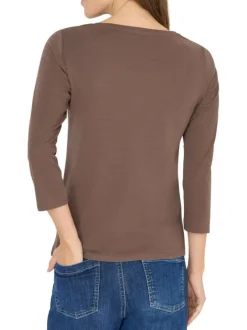T-shirt en coton biologique taupe uni pourvu d'une coupe moulante