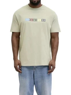 T-shirt en coton biologique vert à coupe droite pourvu de manches courtes