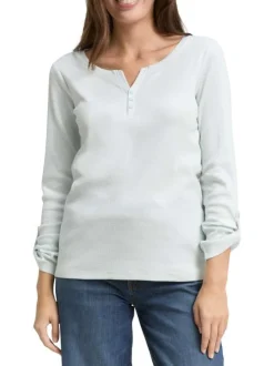 T-shirt en coton biologique vert d'eau uni avec une coupe ajustée