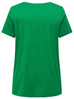 T-shirt en coton biologique vert uni avec une coupe droite col v