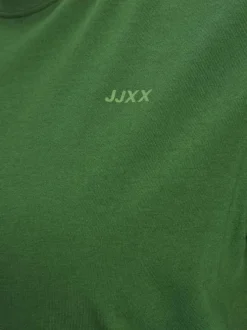 T-shirt en coton biologique vert uni avec une coupe droite et un col rond