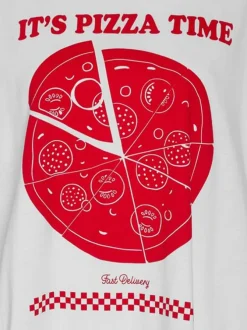 T-shirt en coton blanc avec flocage avant une coupe oversize et un col rond