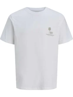 T-shirt en coton blanc avec imprimé floral et une coupe droite