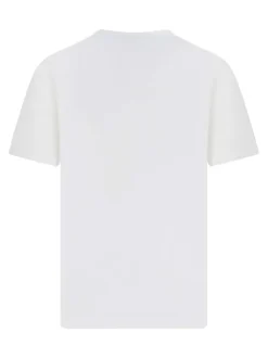 T-shirt en coton blanc avec imprimé logo à coupe droite et à col rond