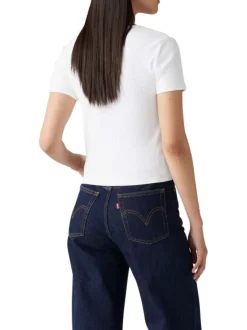 T-shirt en coton blanc avec un col v et des manches courtes